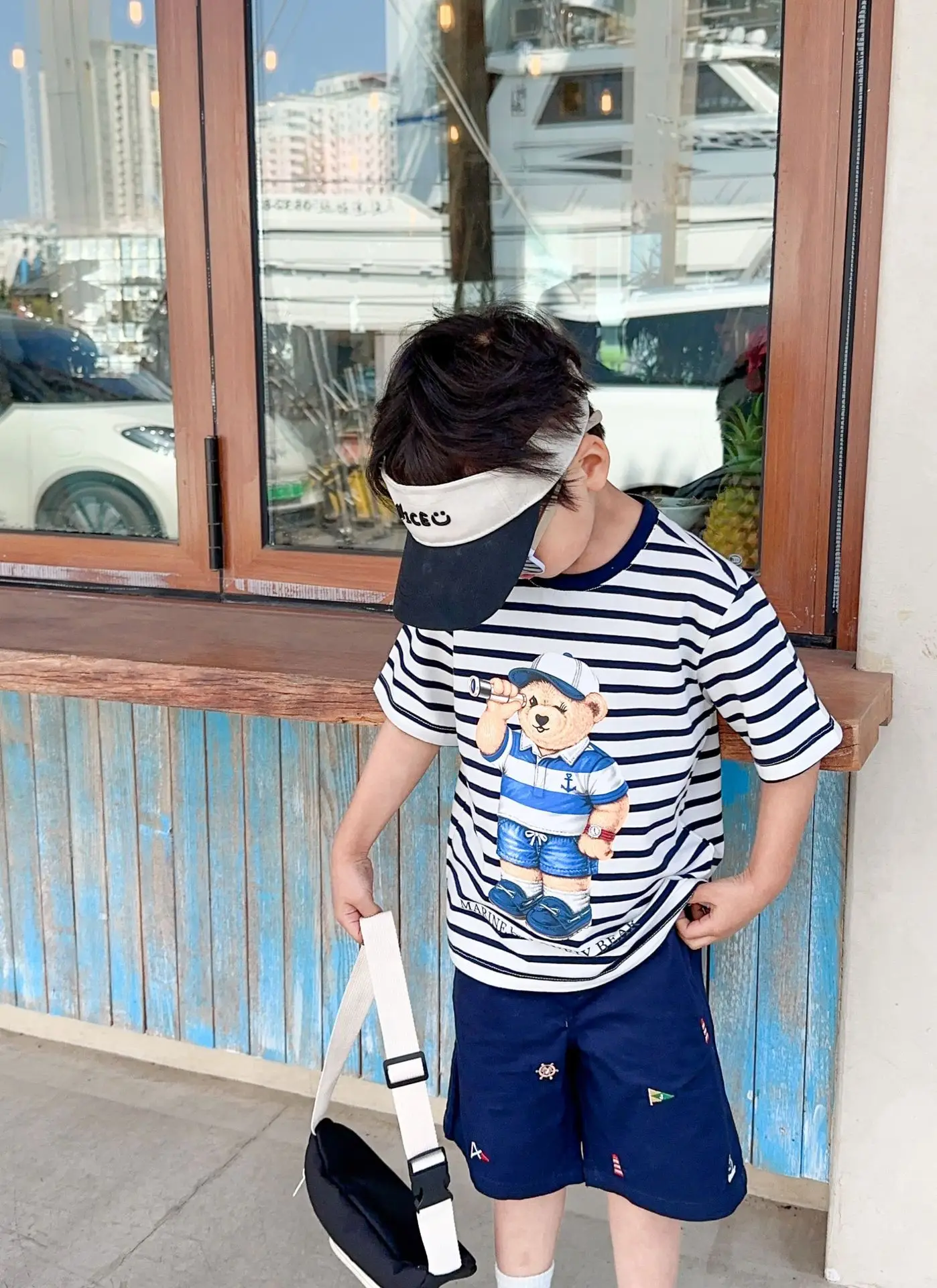 Kids Red Striped Teddy Bear T-Shirt Summer Wear — feature 14