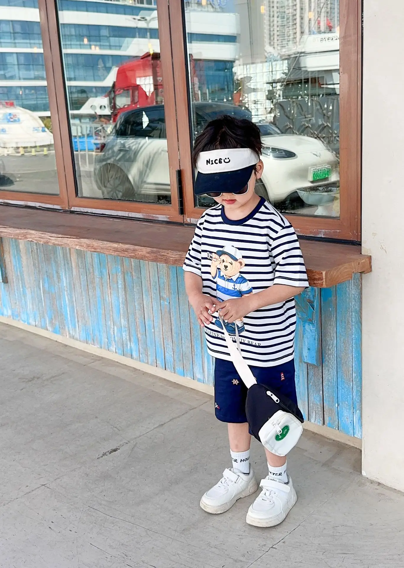 Kids Red Striped Teddy Bear T-Shirt Summer Wear — feature 15