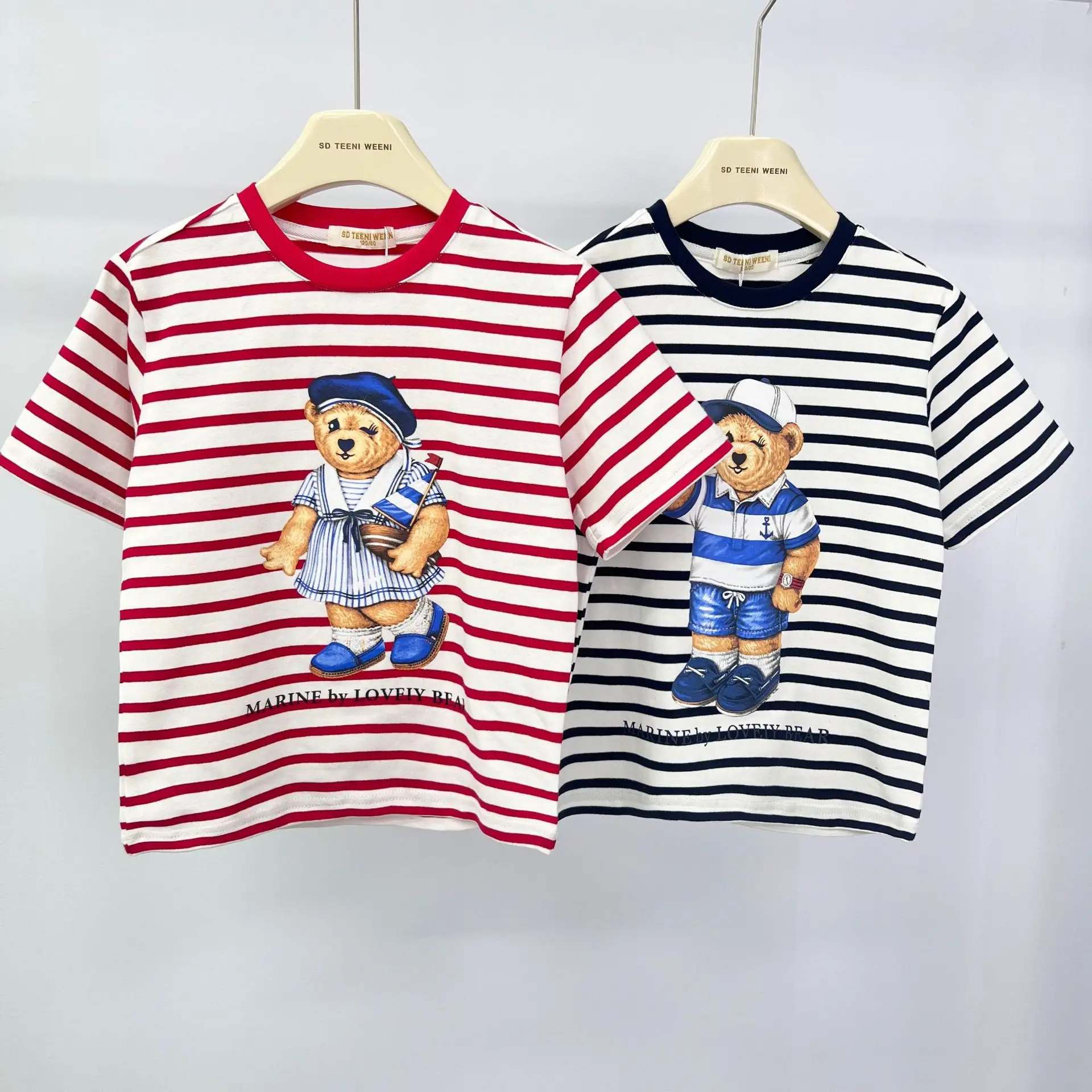 Kids Red Striped Teddy Bear T-Shirt Summer Wear — feature 18