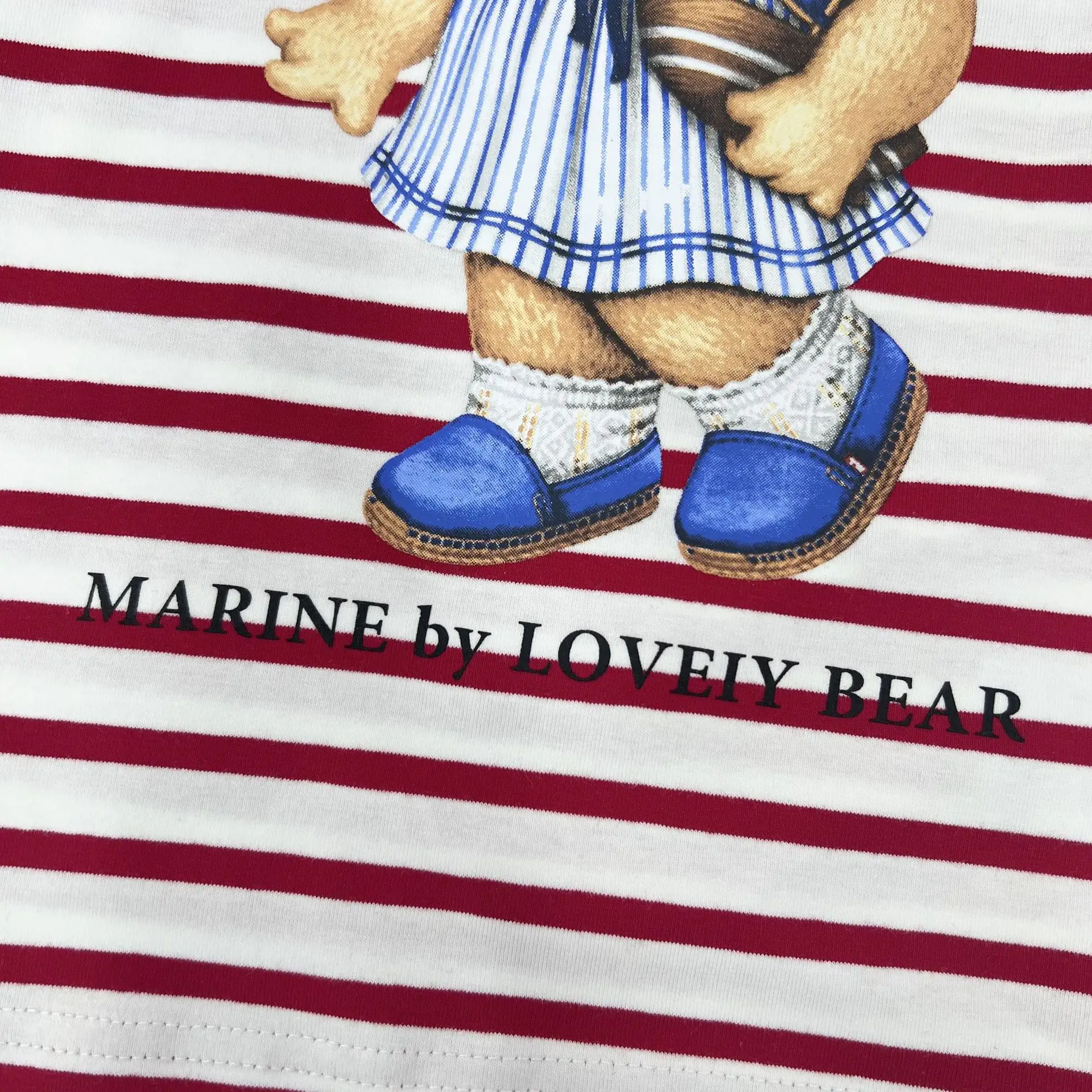 Kids Red Striped Teddy Bear T-Shirt Summer Wear — feature 25