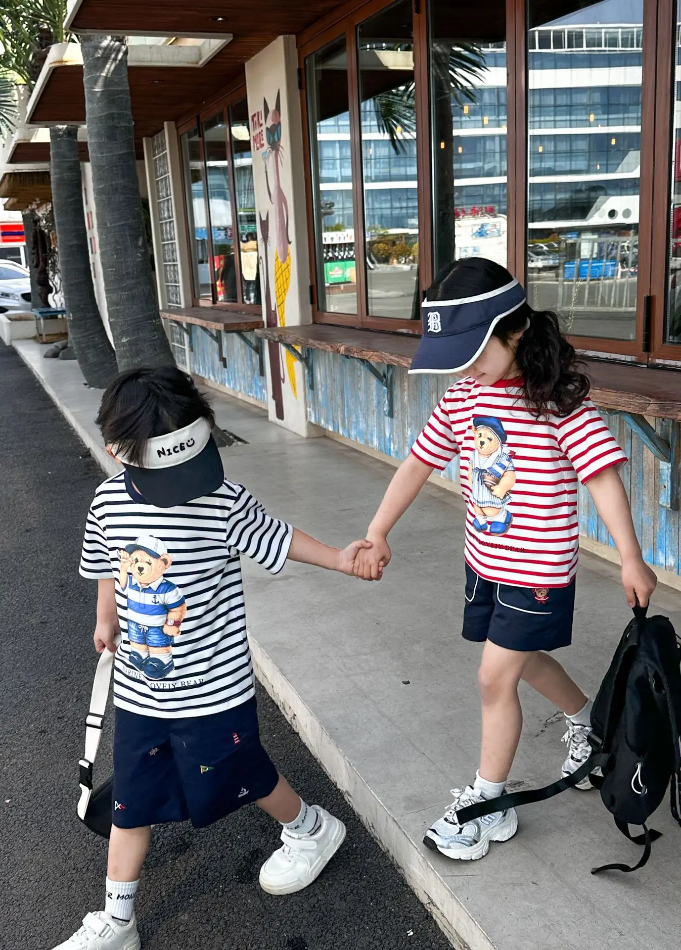 Kids Red Striped Teddy Bear T-Shirt Summer Wear — feature 4