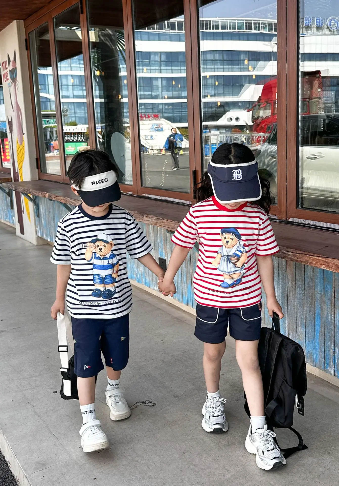 Kids Red Striped Teddy Bear T-Shirt Summer Wear — feature 5