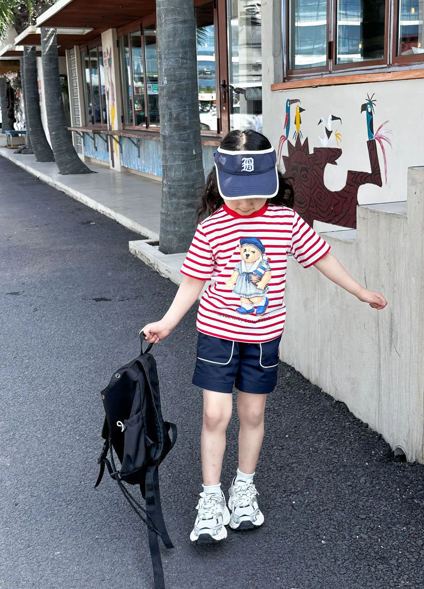 Kids Red Striped Teddy Bear T-Shirt Summer Wear — feature 7