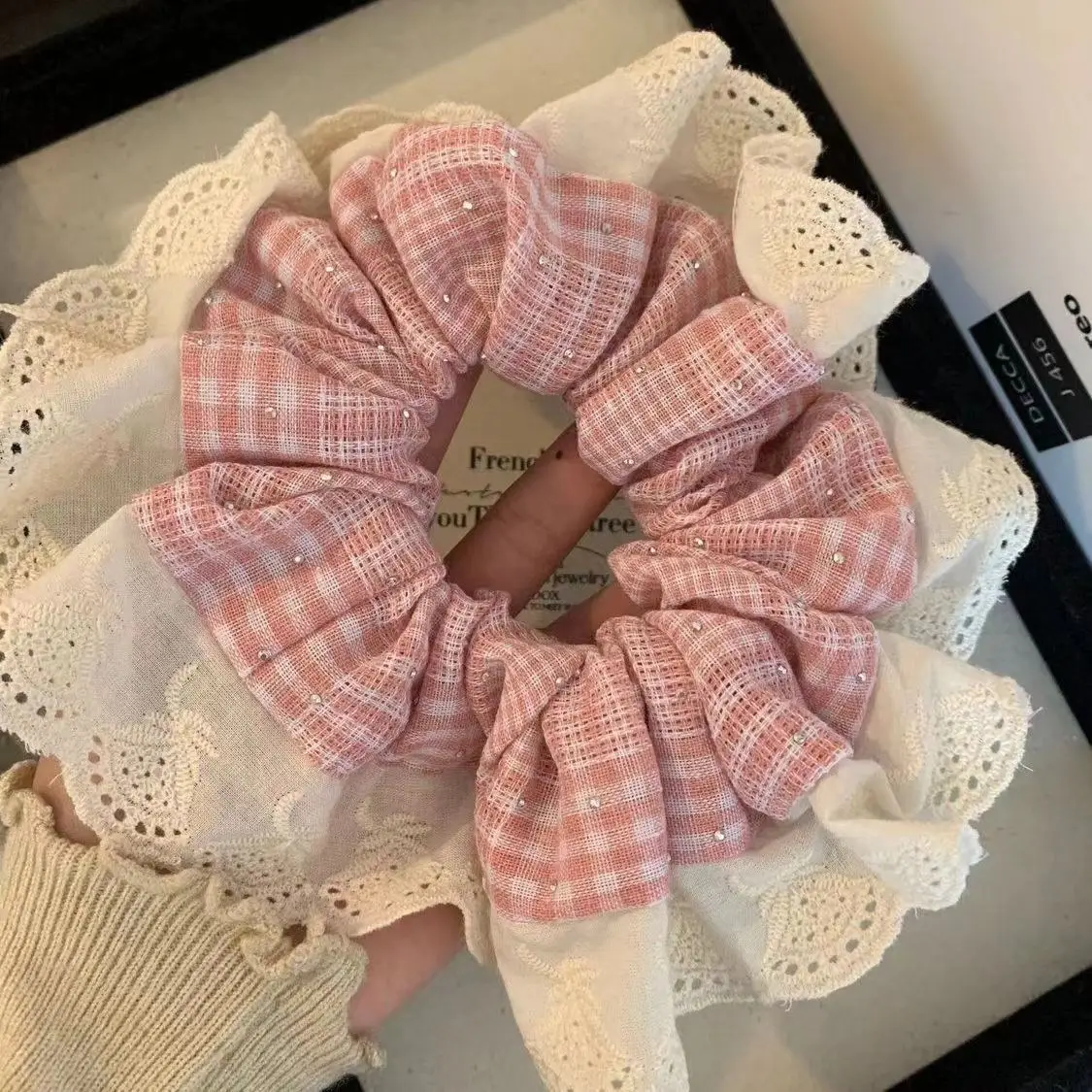 Yellow Lace Hair Scrunchie for Women — feature 4