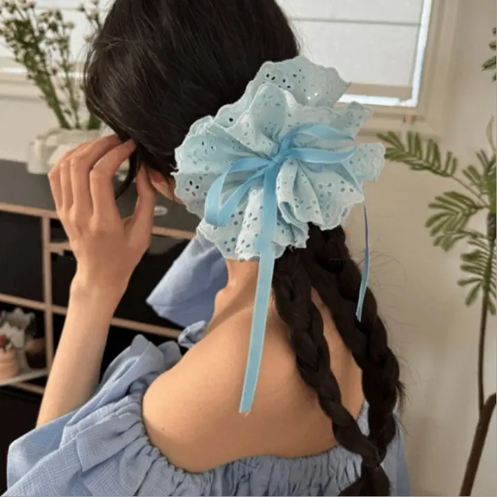Yellow Lace Hair Scrunchie for Women - Image 20