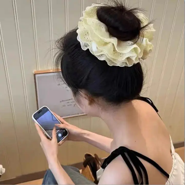 Yellow Lace Hair Scrunchie for Women - Image 21