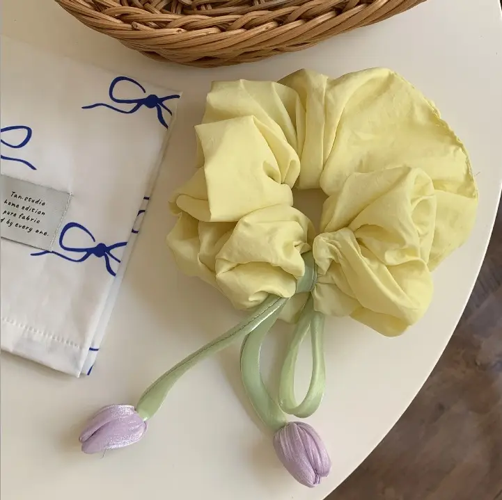 Yellow Lace Hair Scrunchie for Women - Image 26