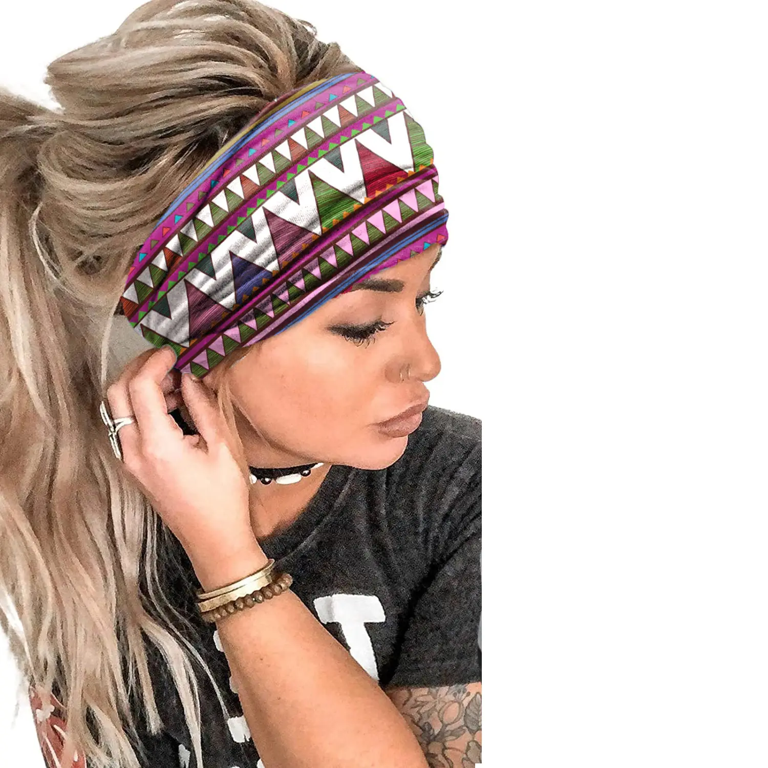 African Print Wide Bream Elastic Headband for Women
