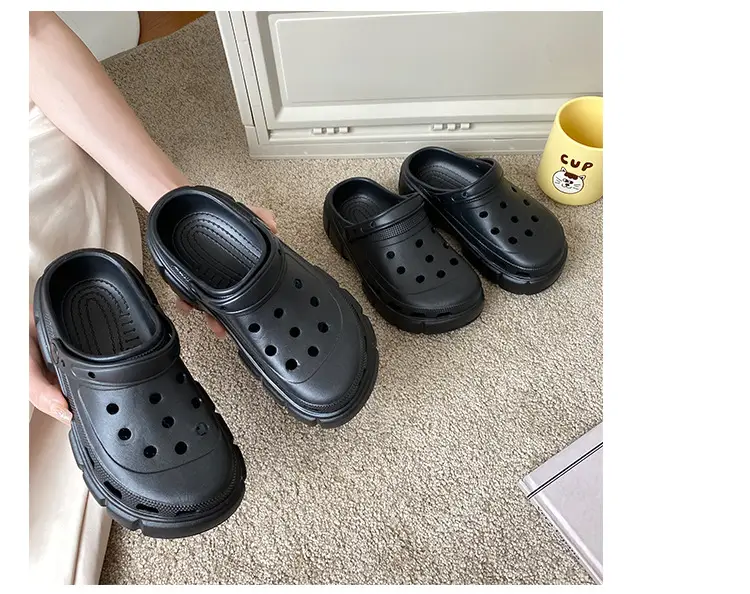 Cross-border new thick-soled 6cm parent-child hole shoes waterproof toe sandals summer outdoor beach hole shoes garden shoes — feature 18