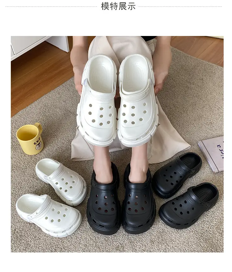 Cross-border new thick-soled 6cm parent-child hole shoes waterproof toe sandals summer outdoor beach hole shoes garden shoes — feature 21