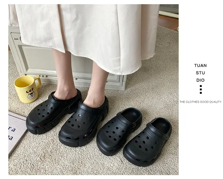 Cross-border new thick-soled 6cm parent-child hole shoes waterproof toe sandals summer outdoor beach hole shoes garden shoes — feature 25