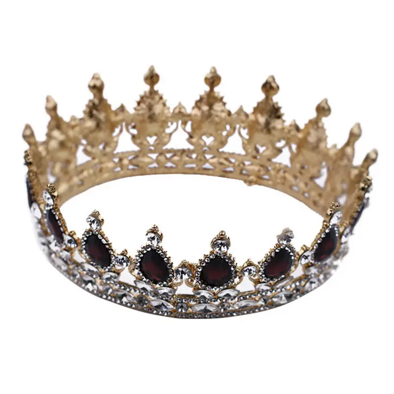 Red Rhinestone Full Circle Crown Hair Accessory - Image 27