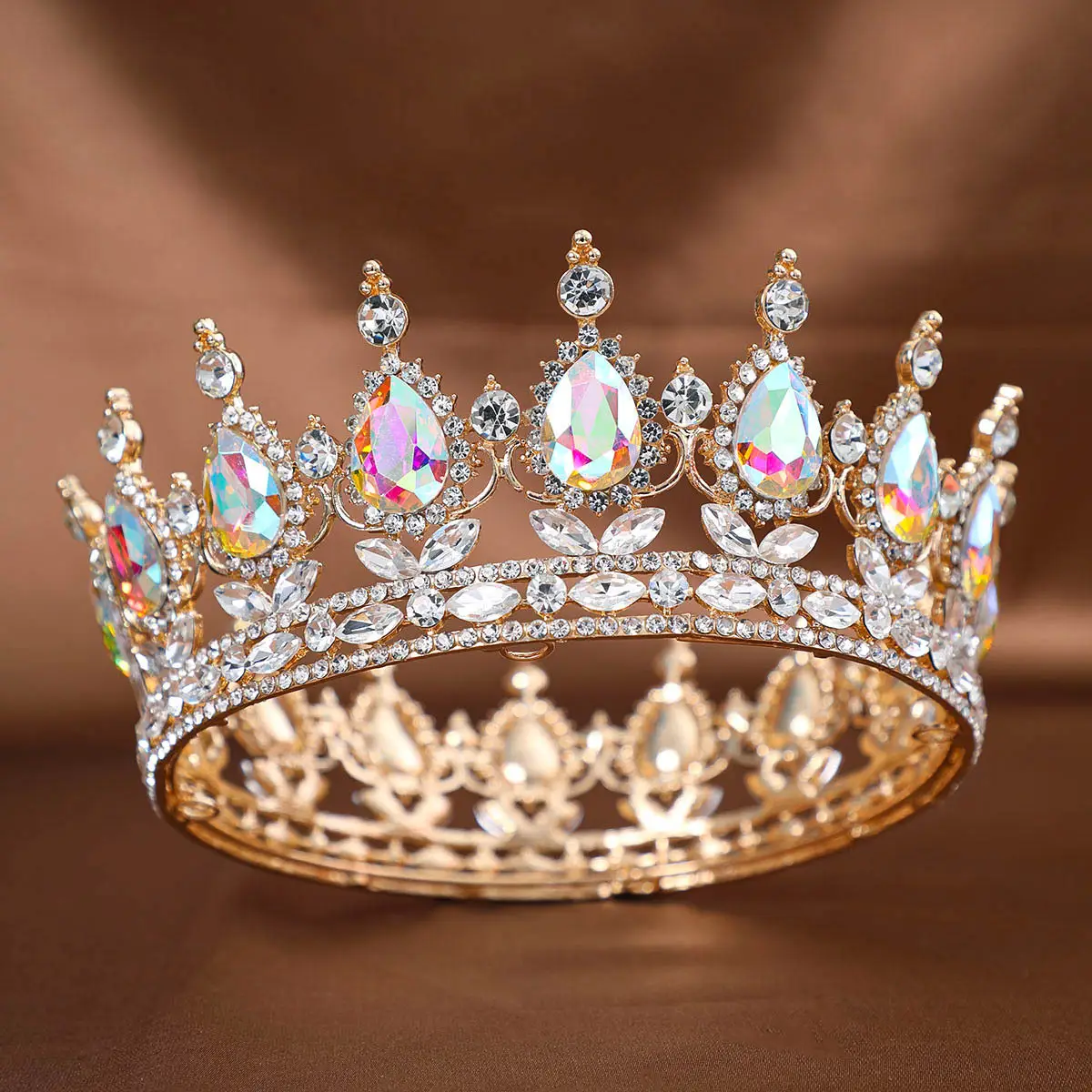 Red Rhinestone Full Circle Crown Hair Accessory - Image 13