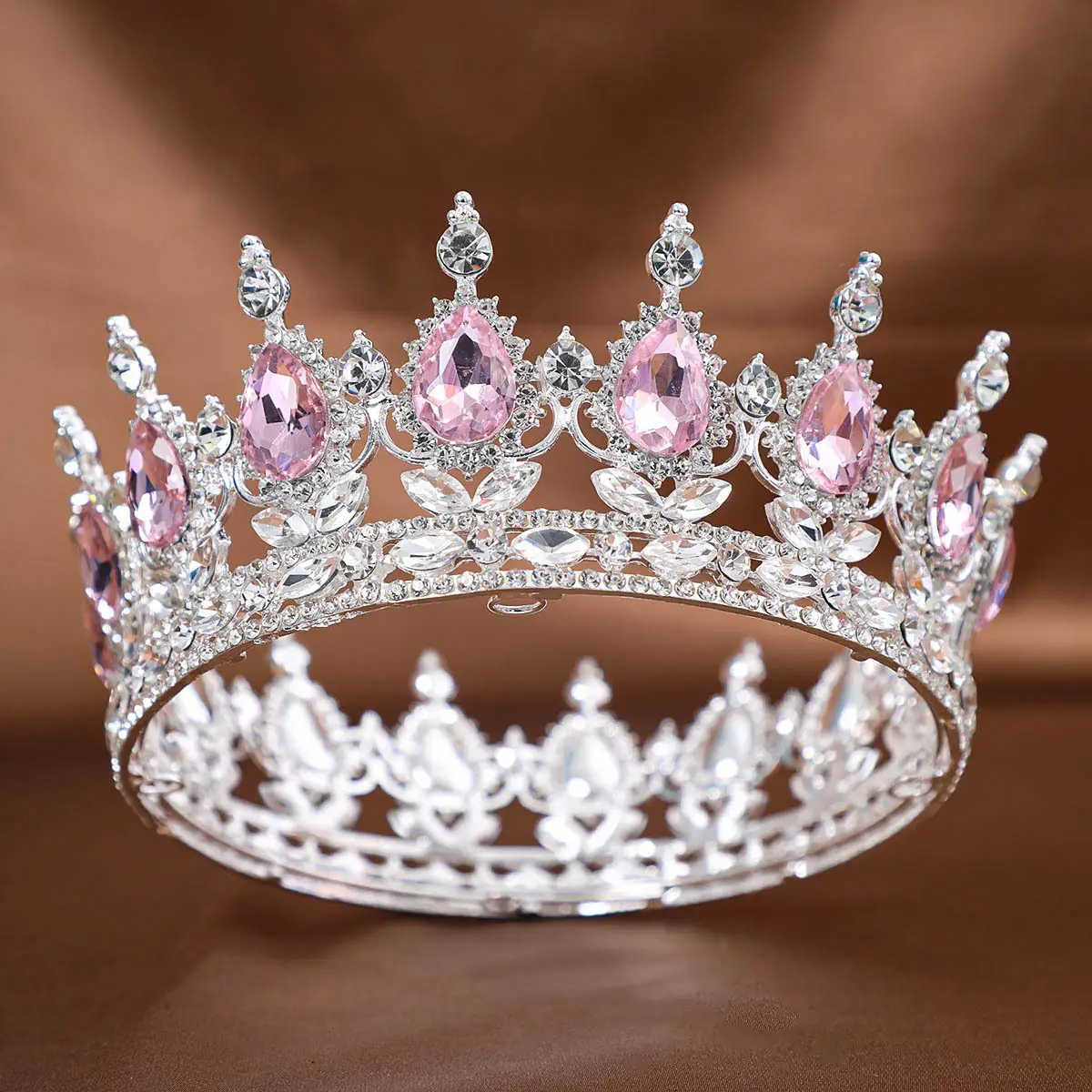 Red Rhinestone Full Circle Crown Hair Accessory - Image 15