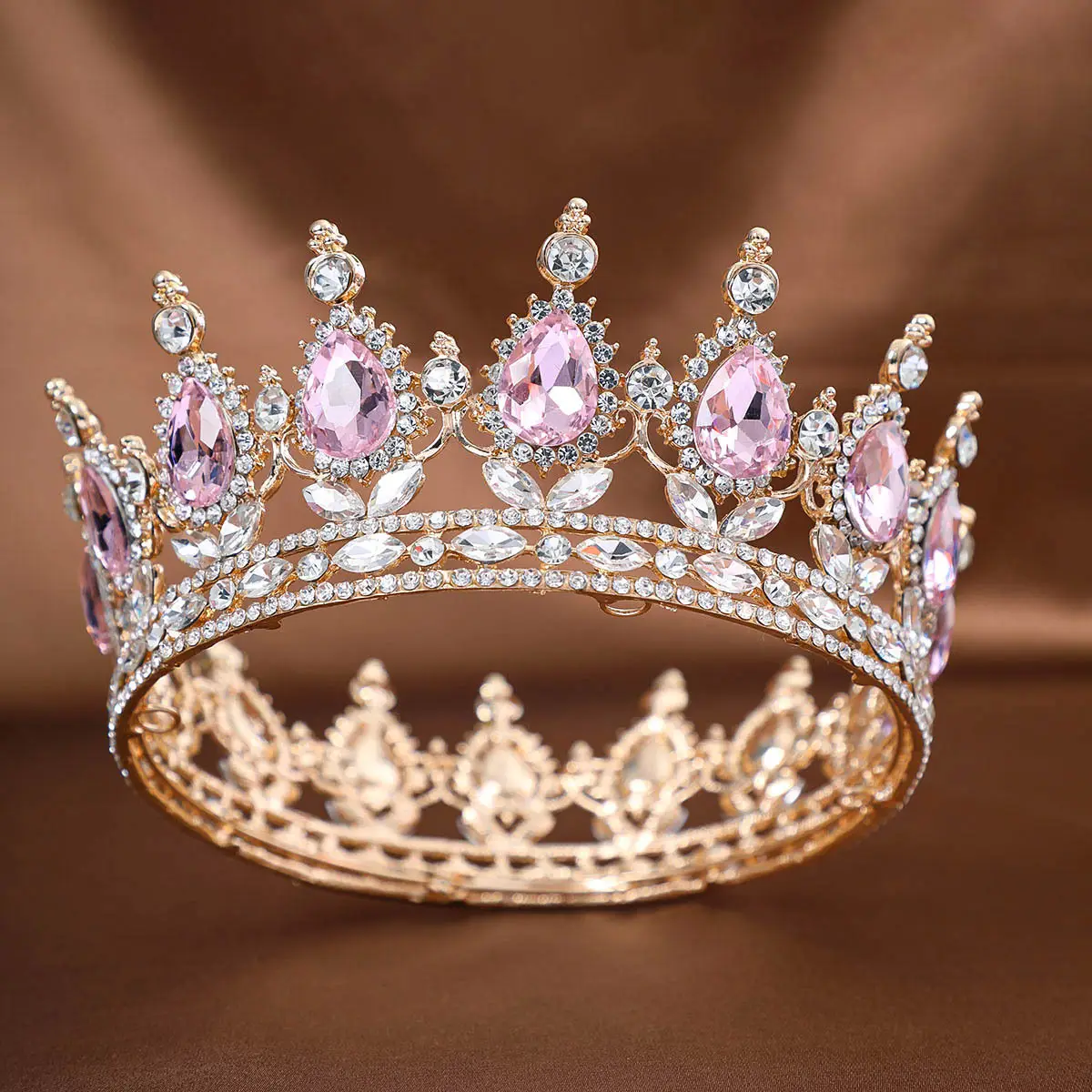 Red Rhinestone Full Circle Crown Hair Accessory - Image 16