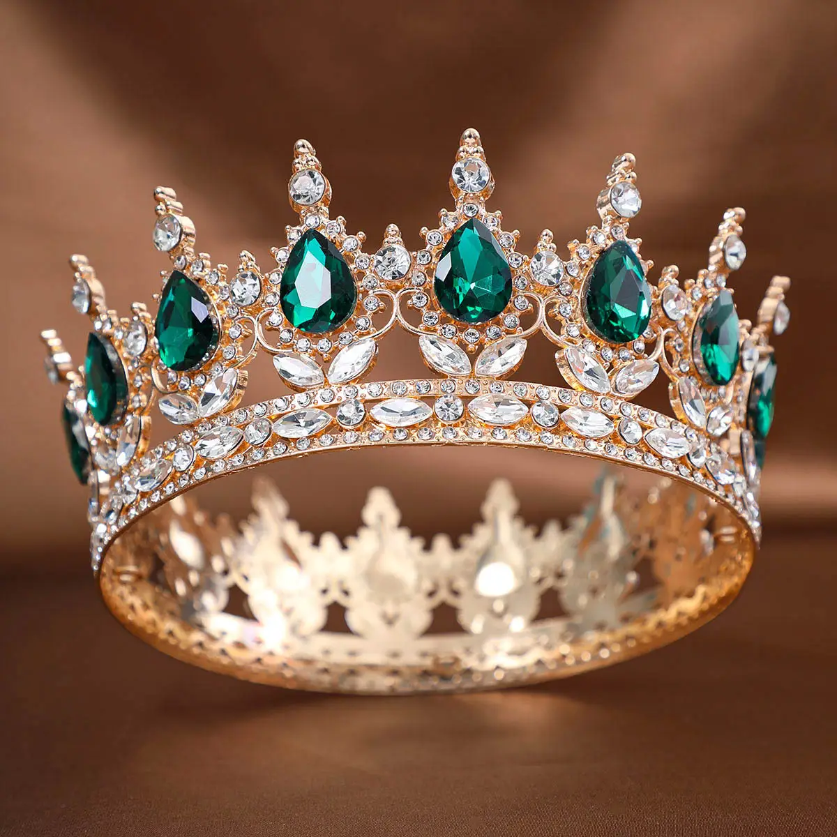 Red Rhinestone Full Circle Crown Hair Accessory - Image 17