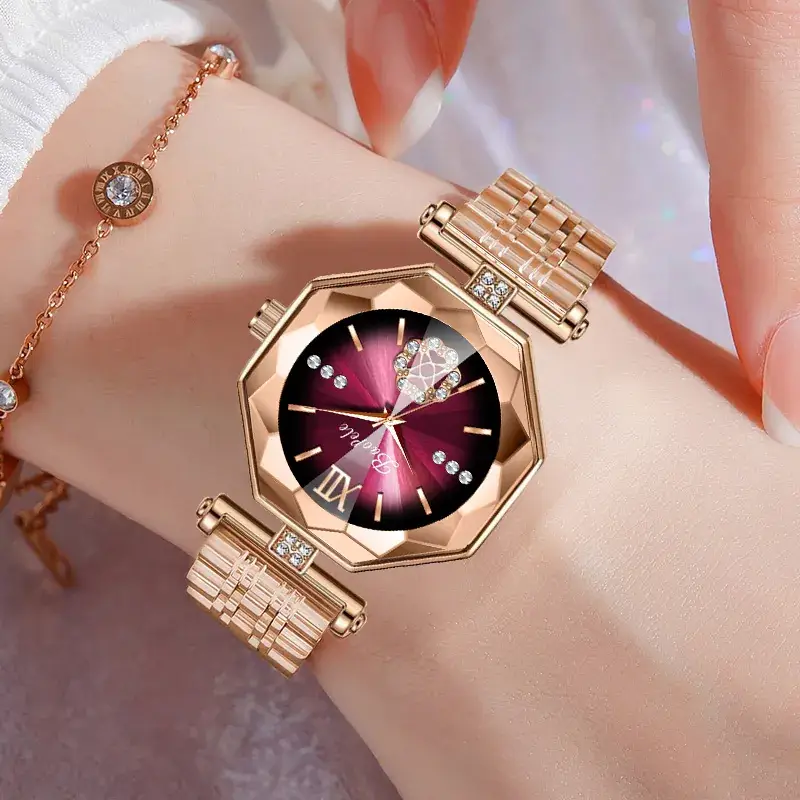 Baopele Women's Rose Gold Quartz Watch with Diamond Dial - Image 4