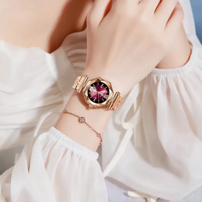 Baopele Women's Rose Gold Quartz Watch with Diamond Dial - Image 5
