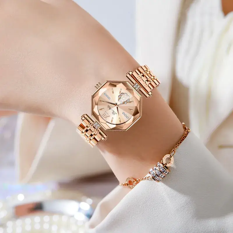 Baopele Women's Rose Gold Quartz Watch with Diamond Dial - Image 6