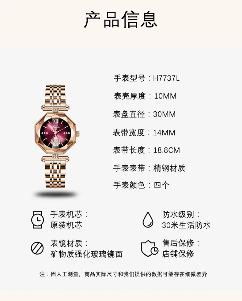 Baopele Women's Rose Gold Quartz Watch with Diamond Dial — feature 5