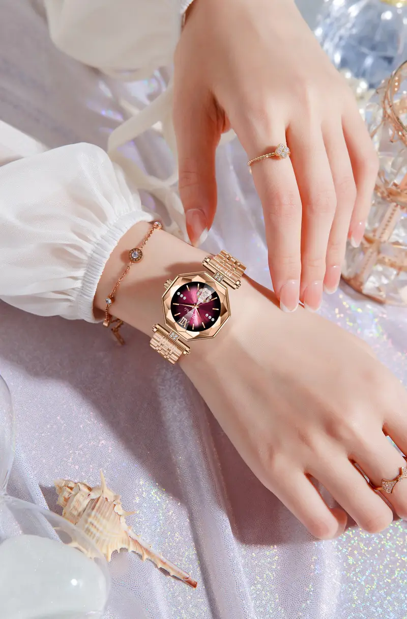 Baopele Women's Rose Gold Quartz Watch with Diamond Dial — feature 8