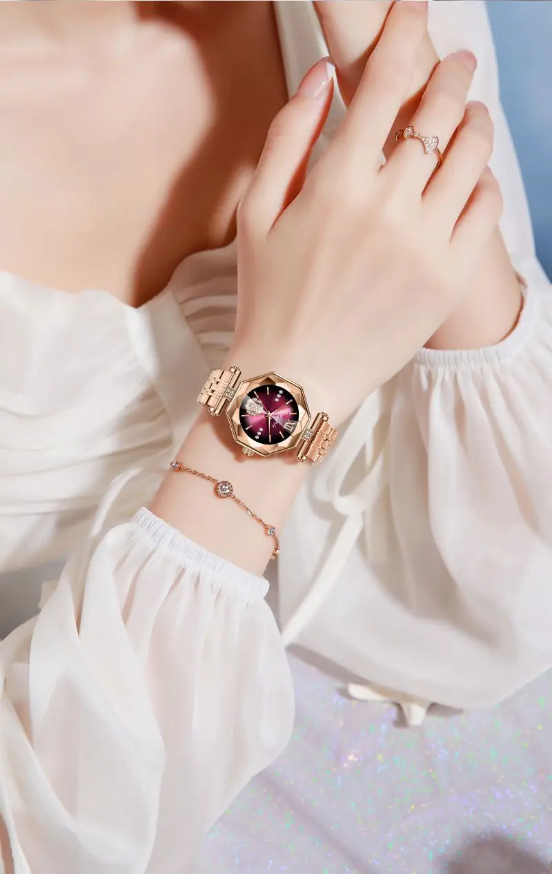 Baopele Women's Rose Gold Quartz Watch with Diamond Dial — feature 9