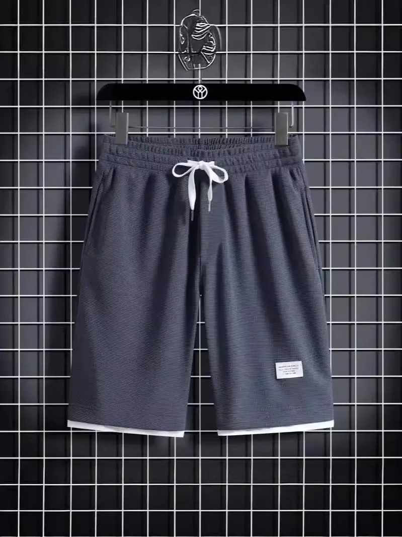 Men's Blue Waffle Shorts Loose Fit Summer - Image 10