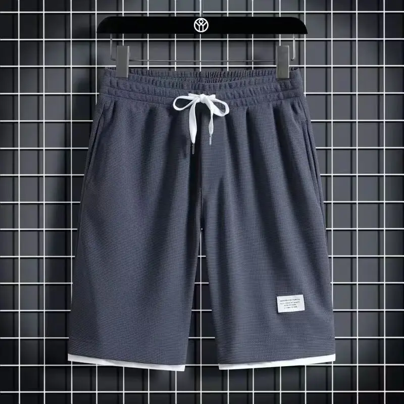 Men's Blue Waffle Shorts Loose Fit Summer - Image 3