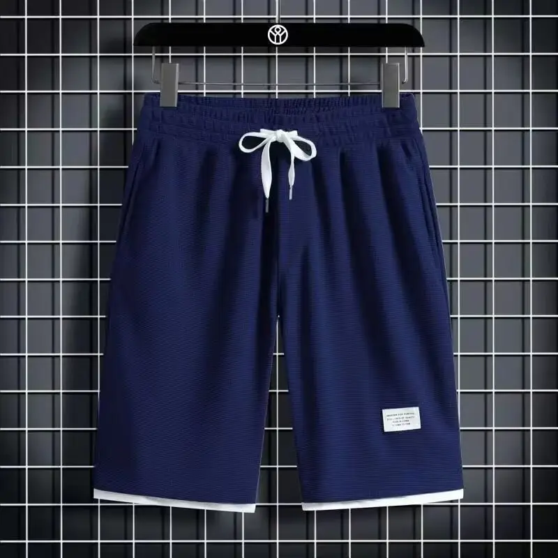 Men's Blue Waffle Shorts Loose Fit Summer - Image 5