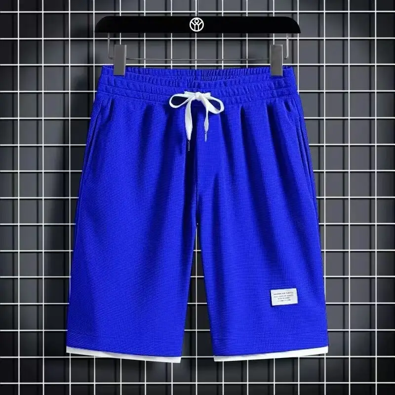 Men's Blue Waffle Shorts Loose Fit Summer - Image 6