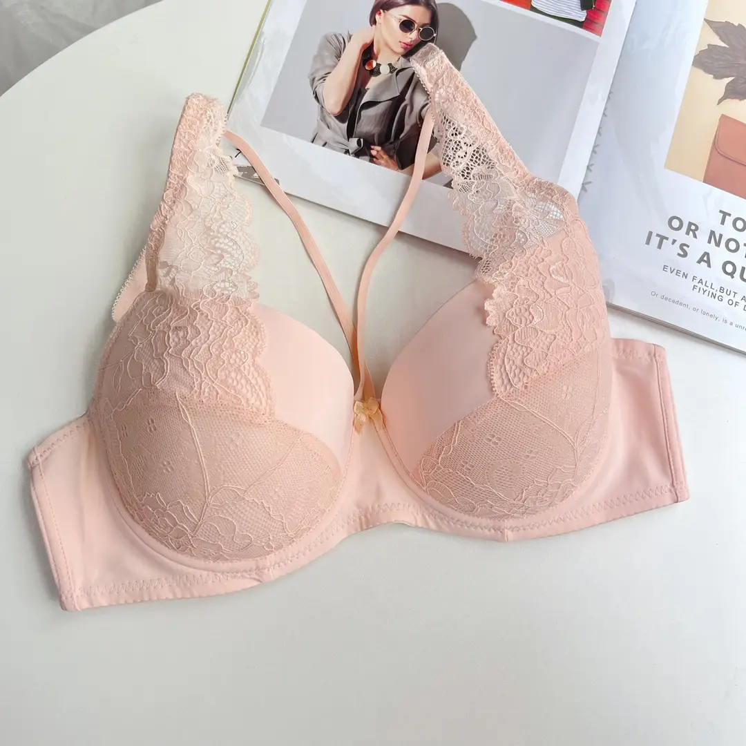 French Sexy Lace Intimates Women's Thin D Big Breasts Showing Small Bra Push up Top 100kg Plus Size Fat MM Bra