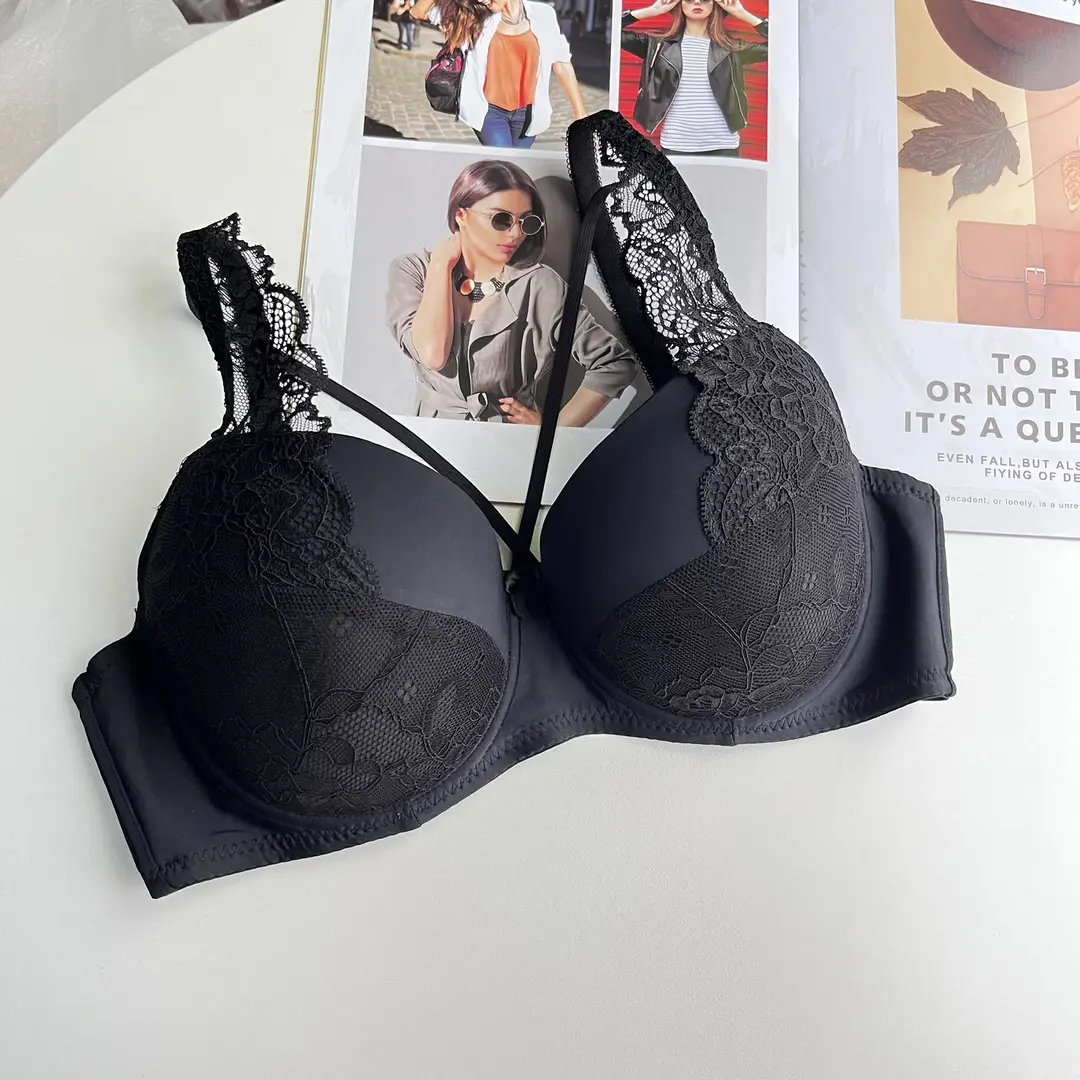 French Sexy Lace Intimates Women's Thin D Big Breasts Showing Small Bra Push up Top 100kg Plus Size Fat MM Bra