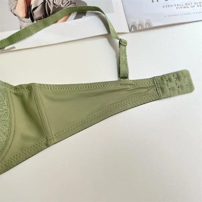 French Sexy Lace Intimates Women's Thin D Big Breasts Showing Small Bra Push up Top 100kg Plus Size Fat MM Bra — feature 5