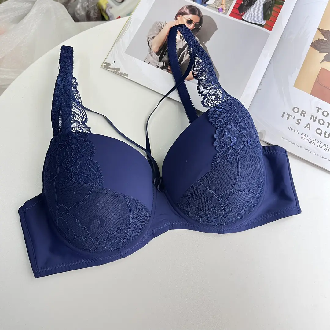 French Sexy Lace Intimates Women's Thin D Big Breasts Showing Small Bra Push up Top 100kg Plus Size Fat MM Bra — feature 9