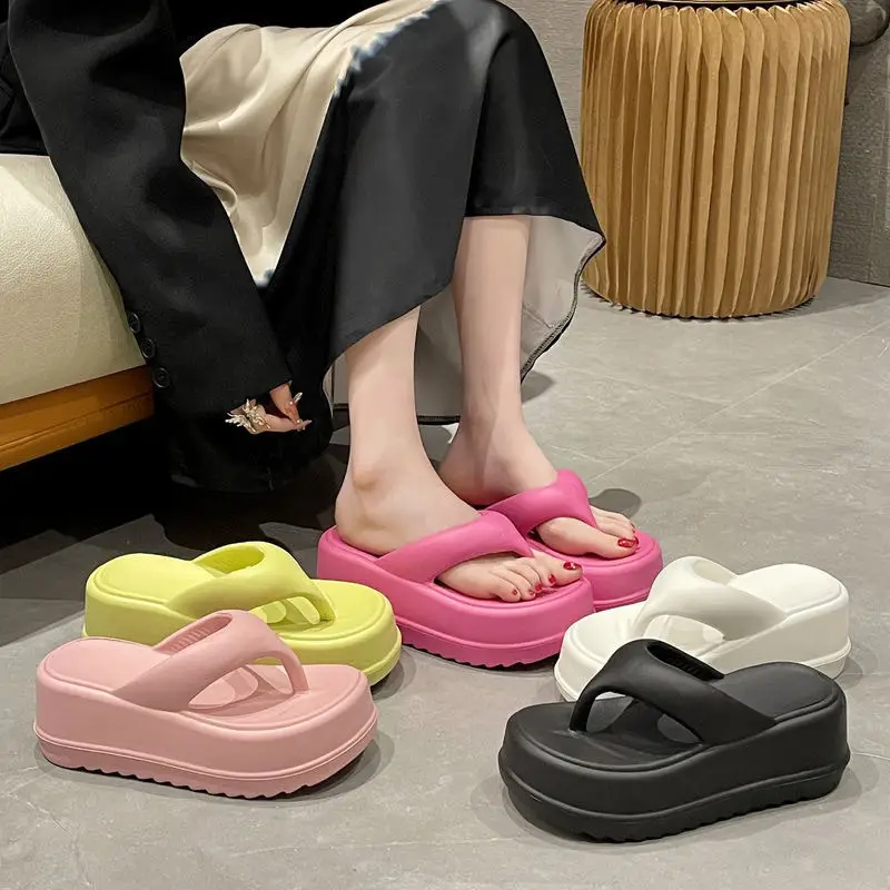 Flip flops women's outdoor wear summer beach thick bottom increased internet celebrity non-slip slippers slip-on feeling thick bottom slippers women's EVA - Image 8