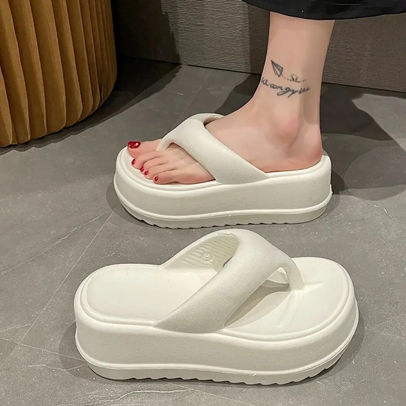 Flip flops women's outdoor wear summer beach thick bottom increased internet celebrity non-slip slippers slip-on feeling thick bottom slippers women's EVA — feature 12