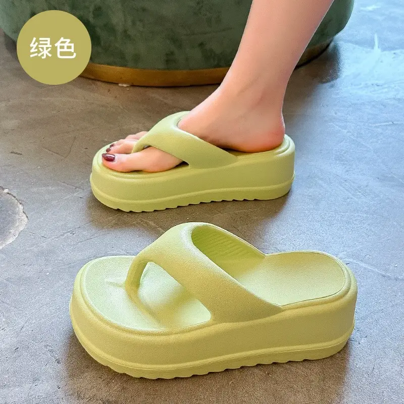 Flip flops women's outdoor wear summer beach thick bottom increased internet celebrity non-slip slippers slip-on feeling thick bottom slippers women's EVA - Image 2