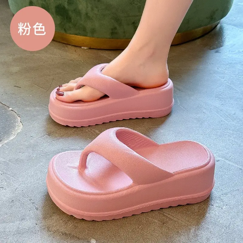 Flip flops women's outdoor wear summer beach thick bottom increased internet celebrity non-slip slippers slip-on feeling thick bottom slippers women's EVA - Image 4