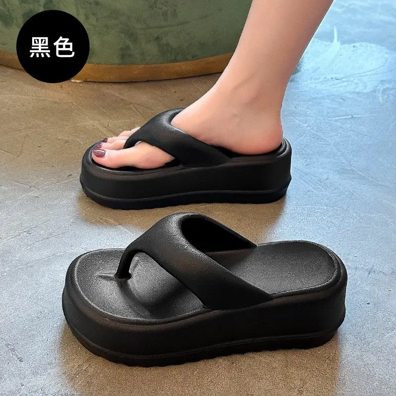 Flip flops women's outdoor wear summer beach thick bottom increased internet celebrity non-slip slippers slip-on feeling thick bottom slippers women's EVA - Image 5