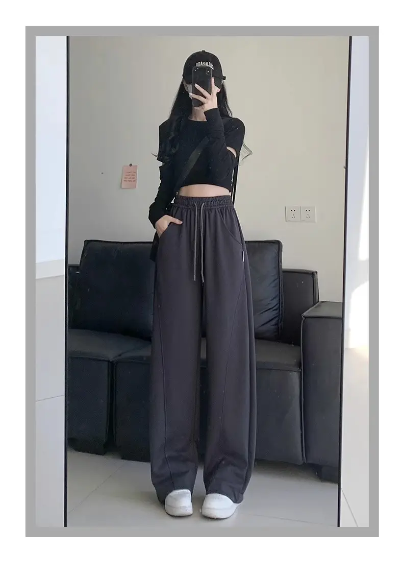 Women's Black Wide Leg Slimming Pants Spring Autumn 2025 — feature 20