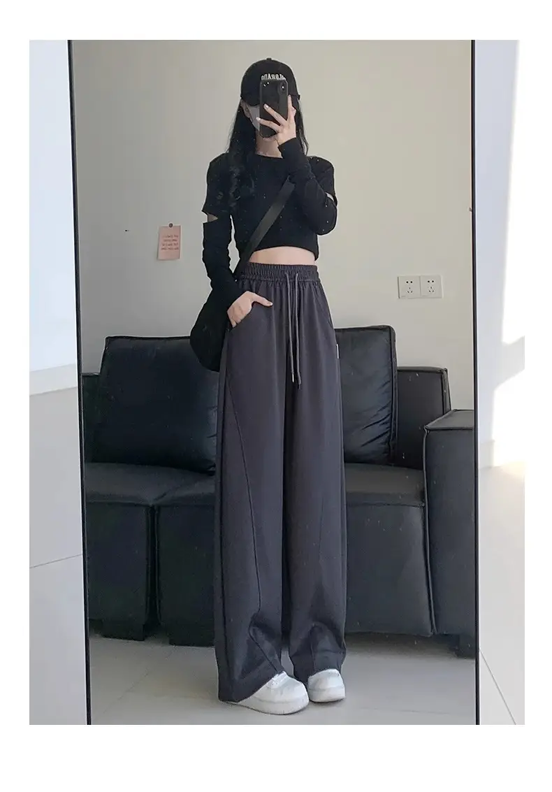 Women's Black Wide Leg Slimming Pants Spring Autumn 2025 — feature 21