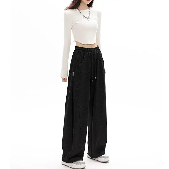 Women's Black Wide Leg Slimming Pants Spring Autumn 2025 - Image 4