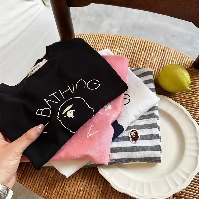 Kids Korean Style T-Shirt Black White Graphic Print — feature 8