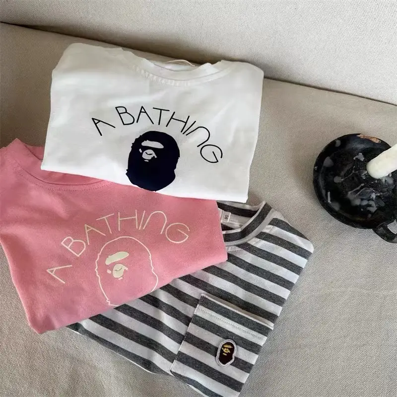 Kids Korean Style T-Shirt Black White Graphic Print — feature 9