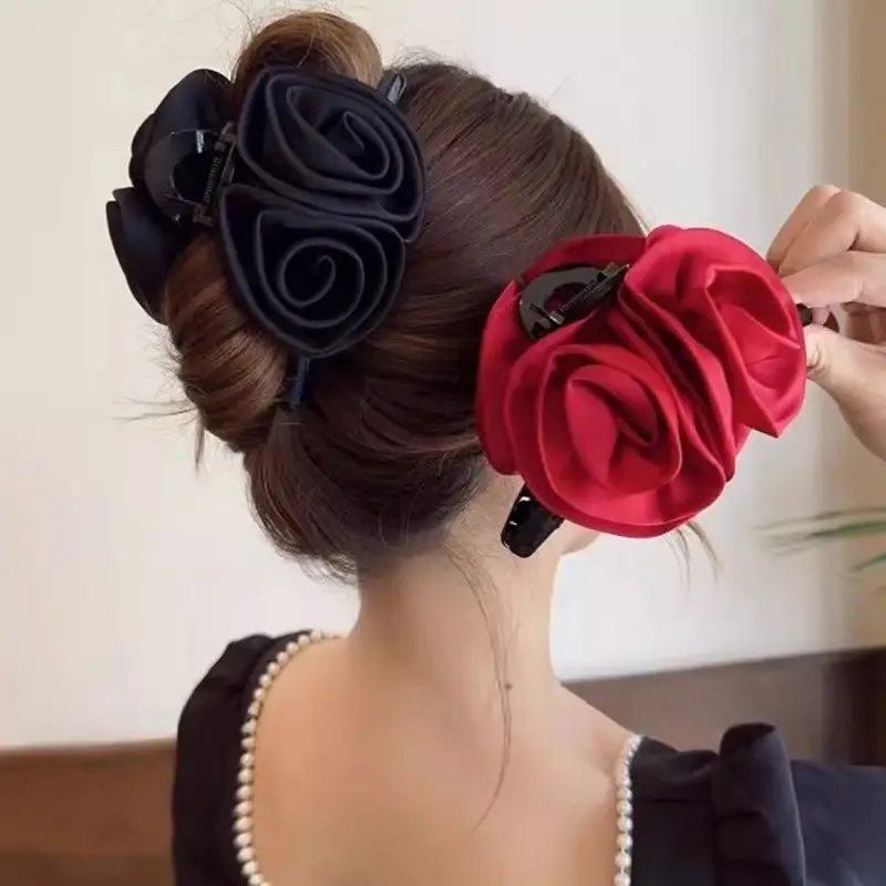 Red Rose Hair Clip for Women's High-Grade Back Head Updo - Image 4