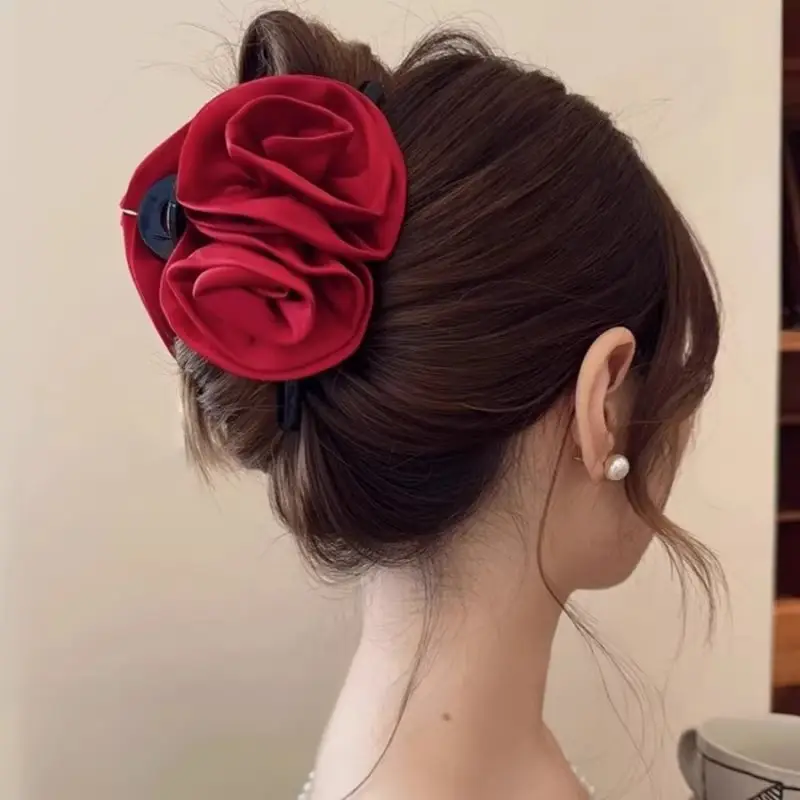 Red Rose Hair Clip for Women's High-Grade Back Head Updo - Image 5