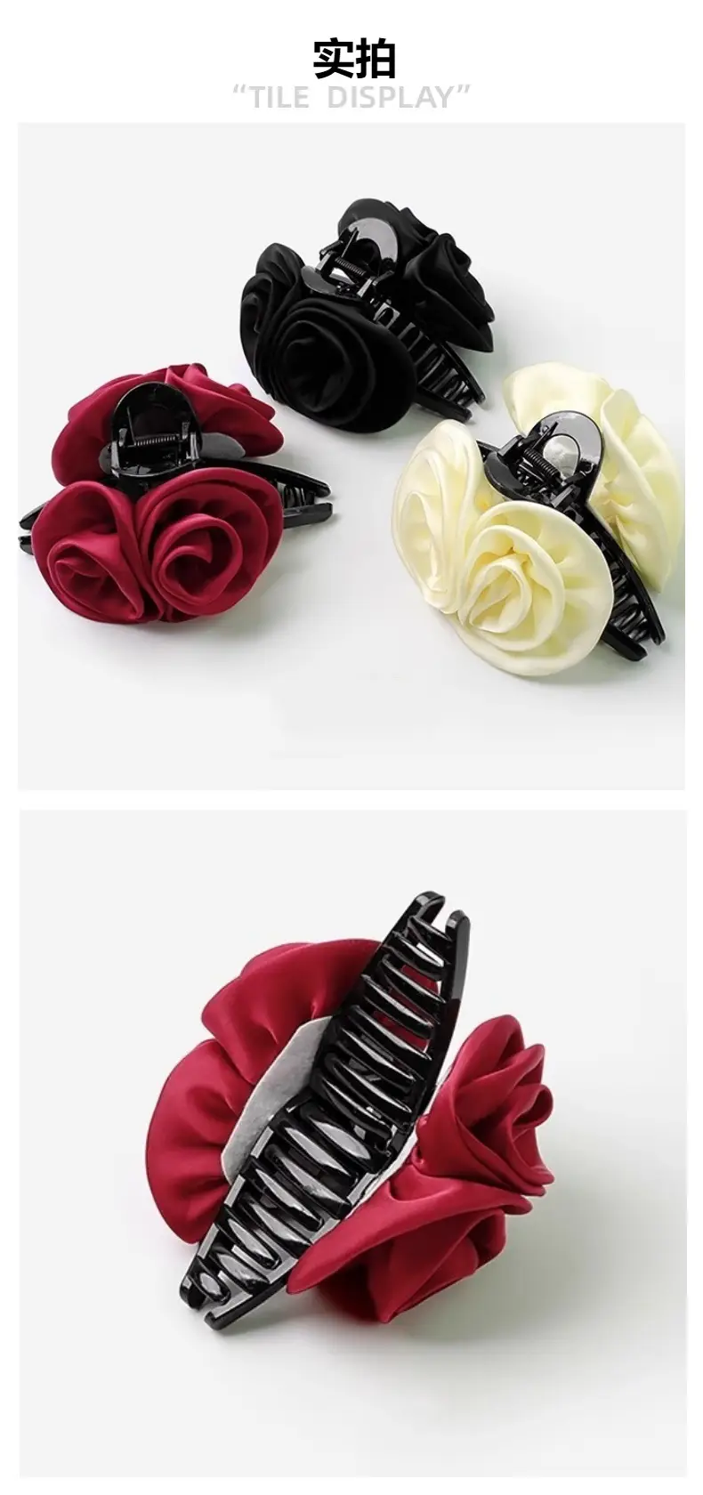 Red Rose Hair Clip for Women's High-Grade Back Head Updo — feature 1