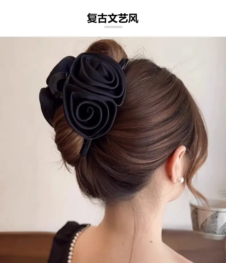 Red Rose Hair Clip for Women's High-Grade Back Head Updo — feature 5