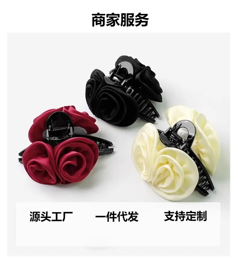 Red Rose Hair Clip for Women's High-Grade Back Head Updo — feature 7
