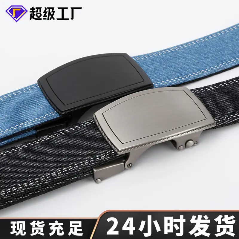 Men's Silver Buckle Leather Belt Navy Blue - Image 8